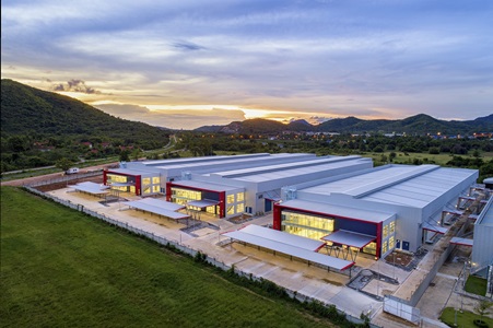 JST Warehouses Sattahip — aerial sunset view